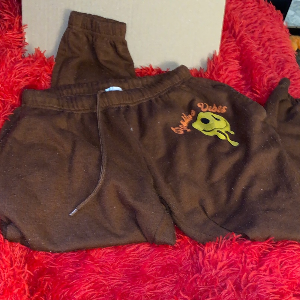 Brown Joggers with Graphic Print